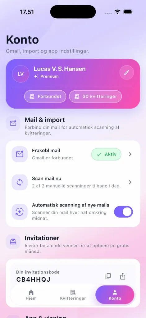 Mail og konto